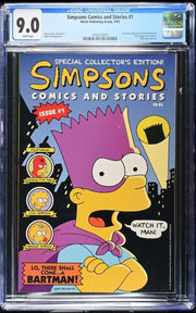 1993 The Simpsons Comics and Stories #1, graded CGC 9.0 with White Pages