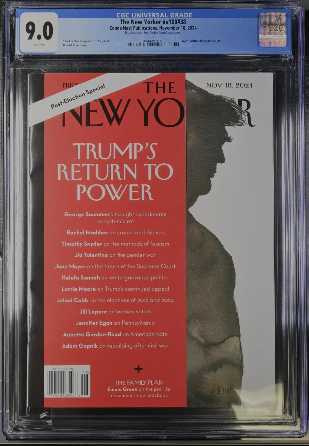 The New Yorker, Vol. 100, No. 38 - November 18, 2024, Post-Election Special cover by Barry Blitt CGC 9.0 Top Pop