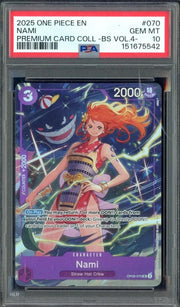 2025 One Piece English #070 Nami, Premium Card Collection Best Selection Vol. 4 PSA 10