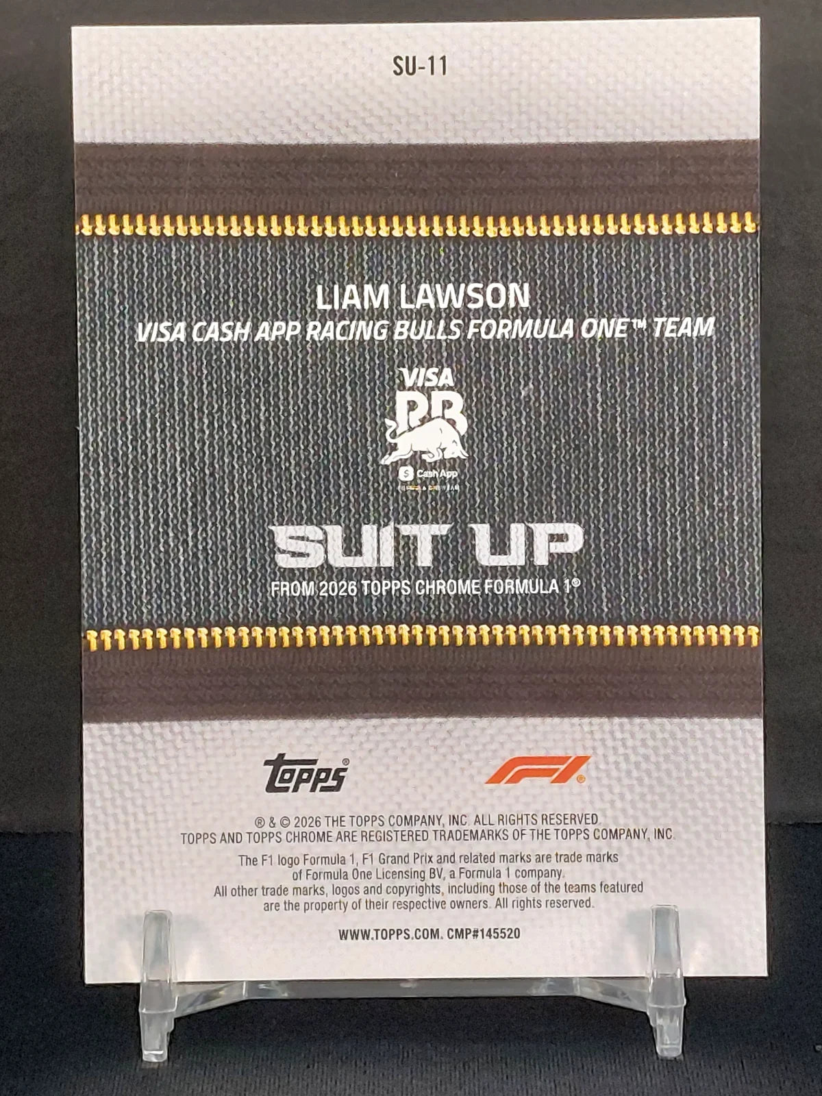 LIAM LAWSON #SU-11 - 2026 Topps Chrome F1, Suit Up