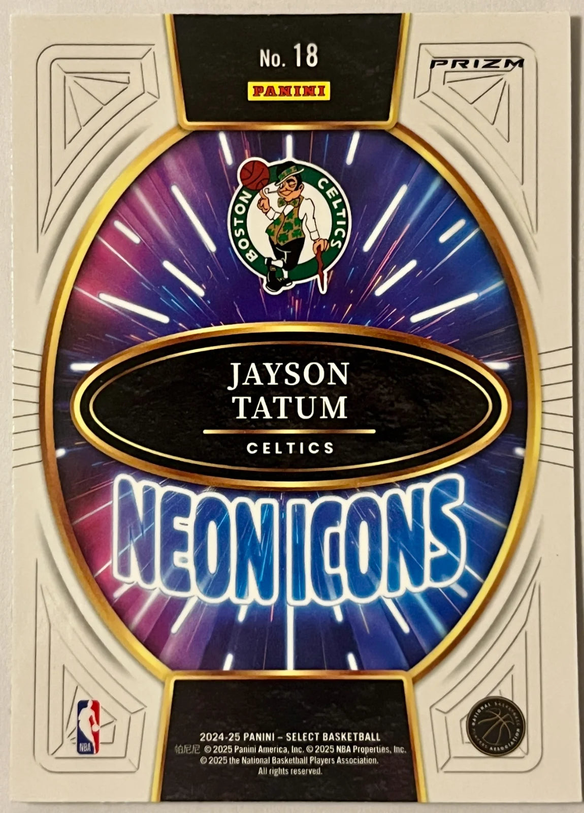 2024-25 Panini Select Jayson Tatum - Neon Icons #18 Silver Prizm