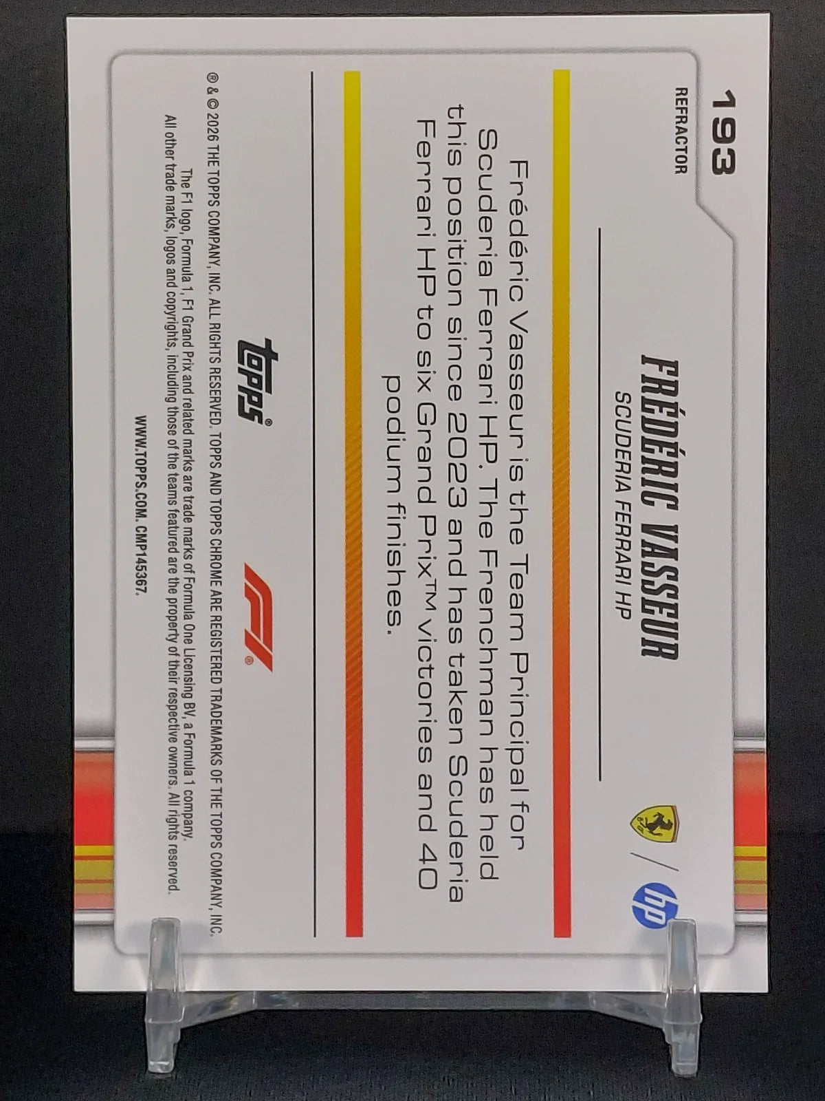 FRÉDÉRIC VASSEUR #193 - 2026 Topps Chrome F1, Team Principle Refractor