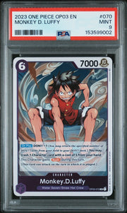 2023 One Piece OP03 English #070 Monkey D. Luffy, Water Seven/Straw Hat Crew. PSA 9