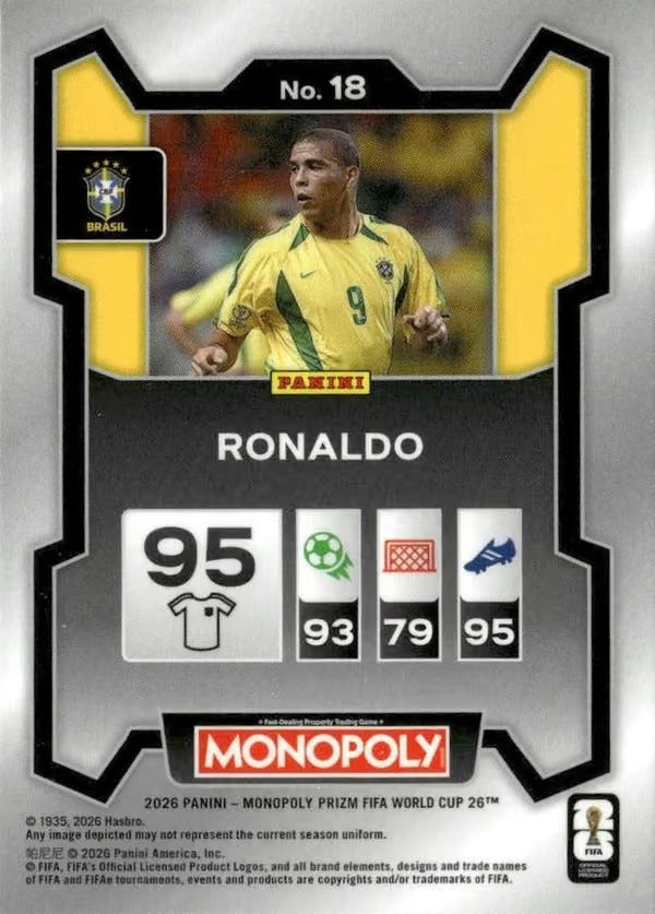 Panini Prizm Monopoly FIFA World Cup 2026 #18 Ronaldo Brazil Base