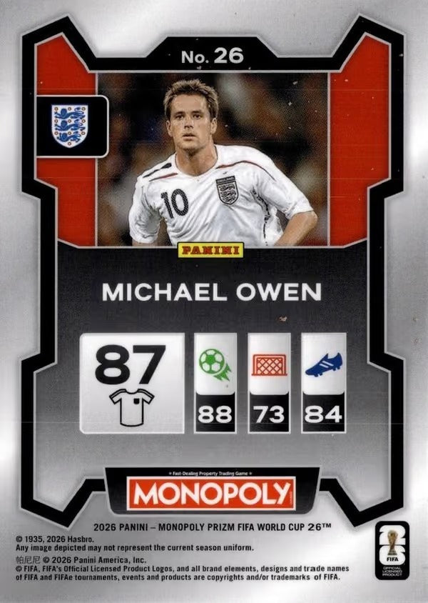 Panini Prizm Monopoly FIFA World Cup 2026 #26 Michael Owen England Base