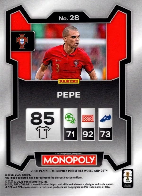 Panini Prizm Monopoly FIFA World Cup 2026 #28 Pepe Portugal Base