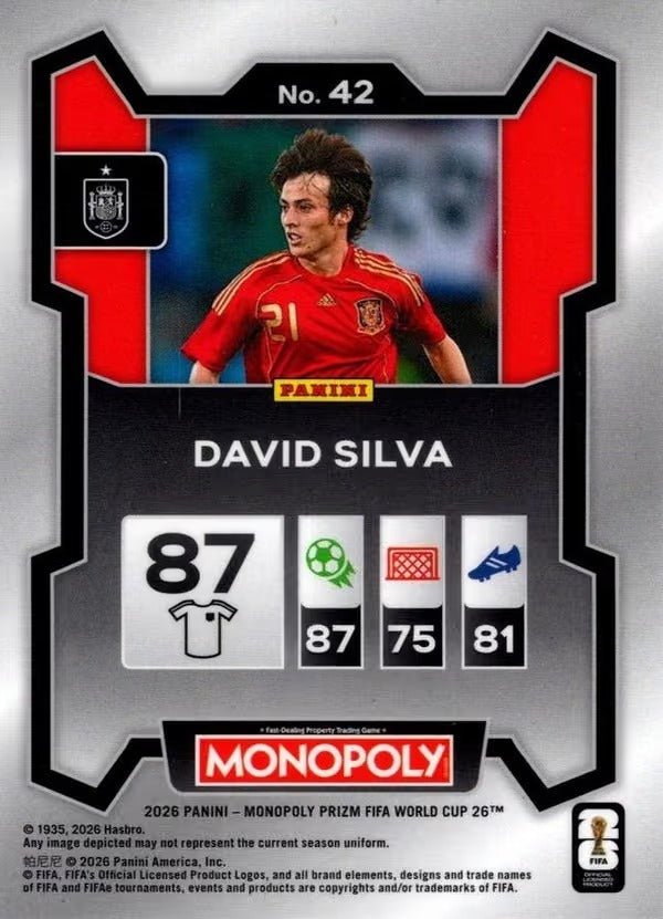 Panini Prizm Monopoly FIFA World Cup 2026 #42 David Silva Spain Base