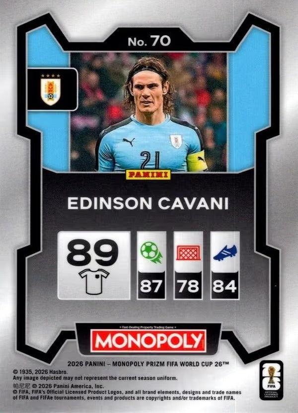 Panini Prizm Monopoly FIFA World Cup 2026 #70 Edinson Cavani Uruguay Base