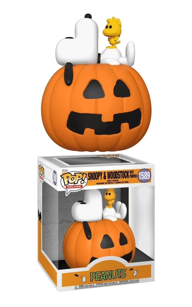 Funko POP! Deluxe Peanuts - Snoopy & Woodstock with Pumpkin #1589 6 Inch Deluxe Funko Figure