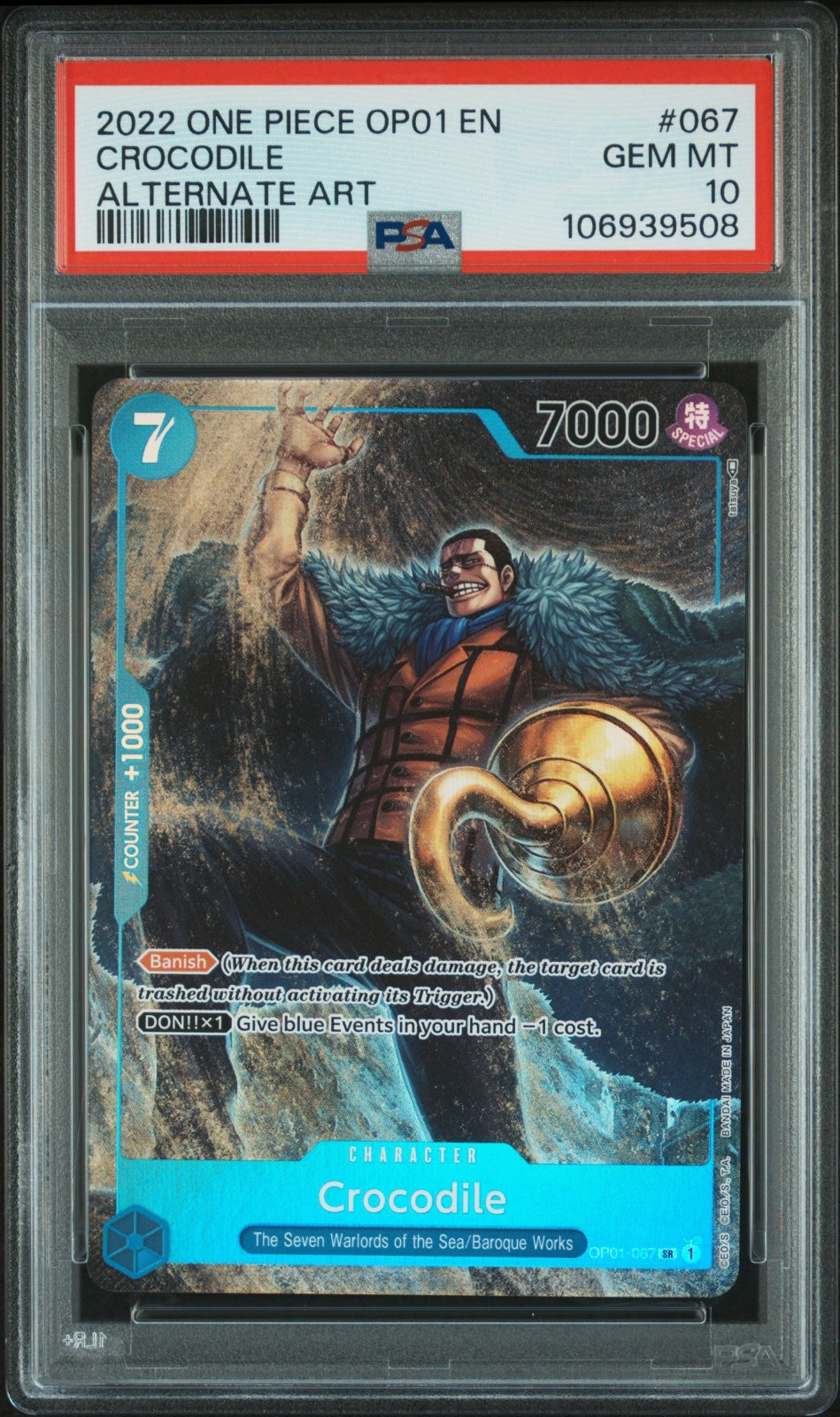 Crocodile (067) (Parallel) OP01-067 (Romance Dawn) — PSA 10