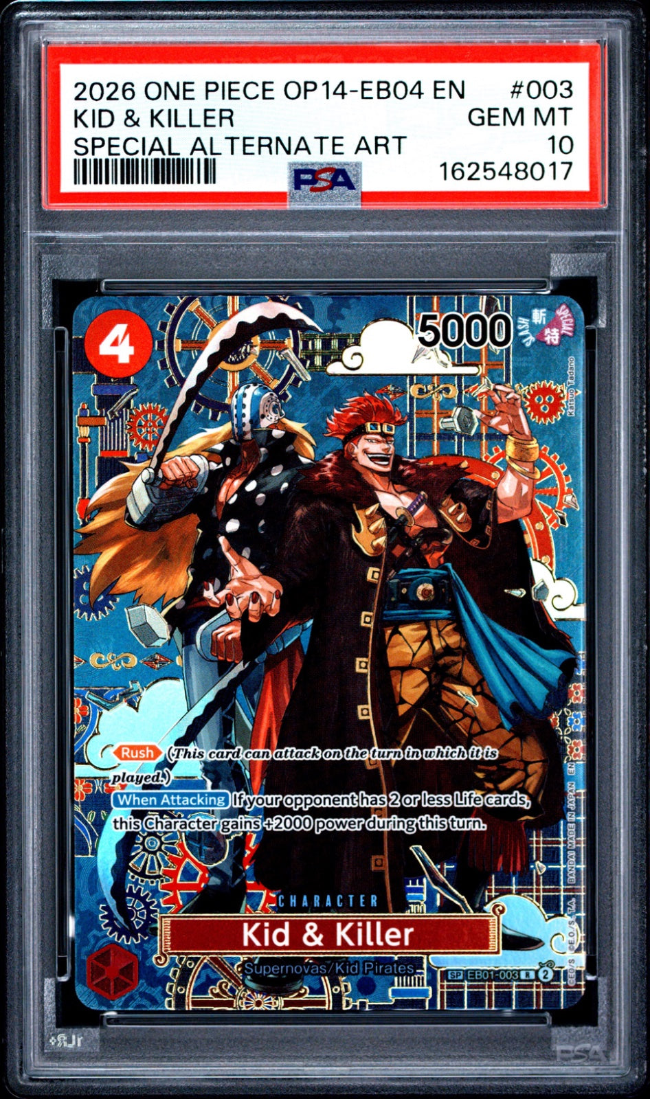 Kid & Killer - EB01-003 (SP) (The Azure Sea's Seven) — PSA 10