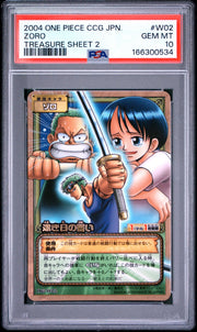 Roronoa Zoro - One Piece Card Game - Treasure Sheet 2 - 2004 - PSA 10