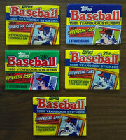 Vintage Topps Baseball Yearbook Sticker Pack Lot - 5 packs: three from 1988, one from 1989 and one from 1990