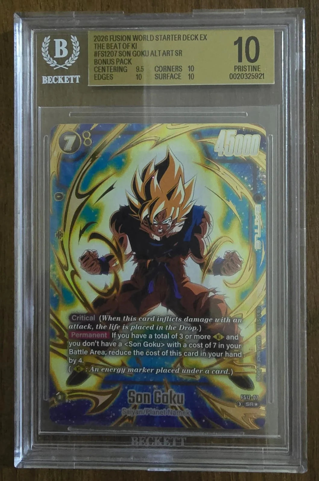 2026 Dragon Ball Super Card Game Fusion World FS12-07 Son Goku Alt Art SR - The Beat of Ki Bonus Pack BGS Pristine 10