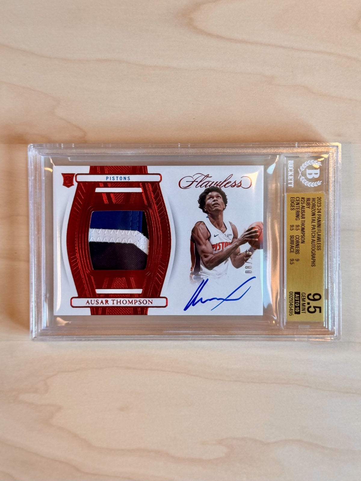2023 Flawless Rookie Patch Autograph Ausar Thompson /15 BGS 9.5 10 POP 1