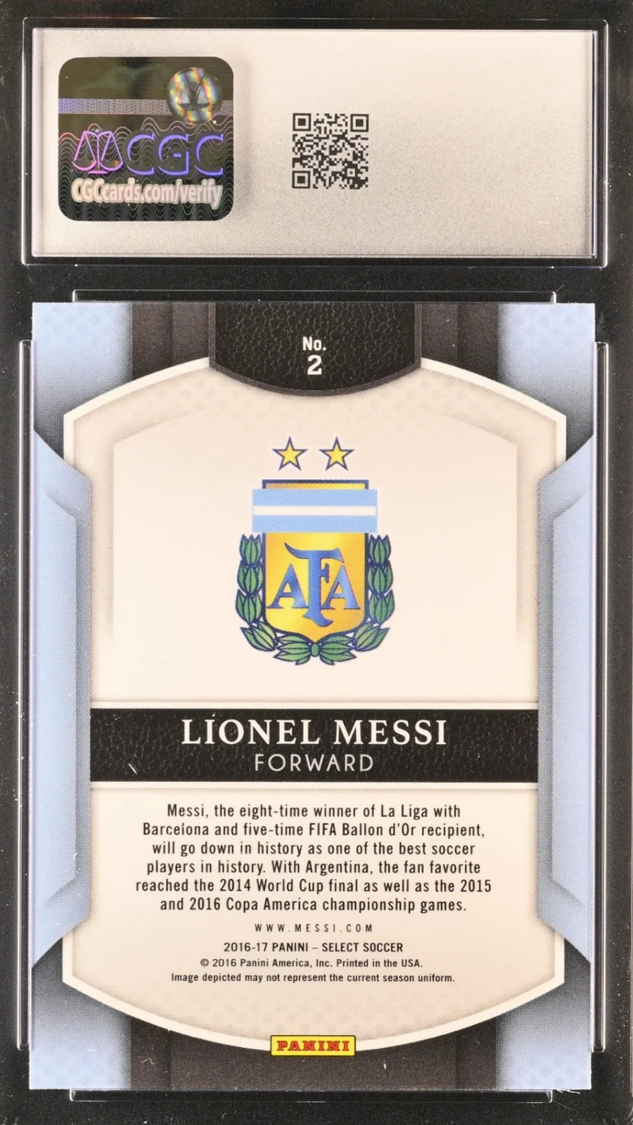 Messi, #2, Panini, Argentina, 2016-17, CGC 10