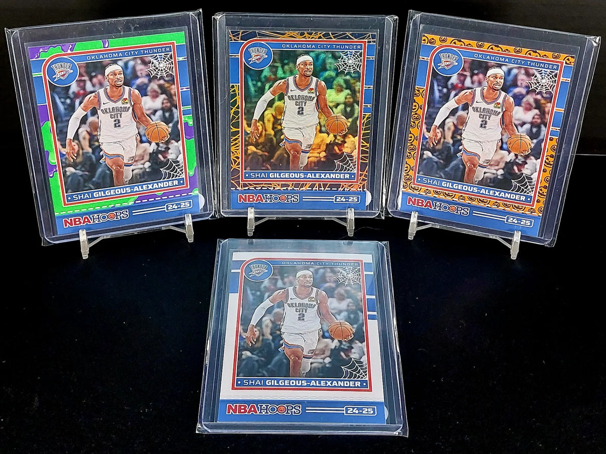 SHAI GILGEOUS-ALEXANDER 4 CARD BUNDLE - 2024-25 Panini Haunted Hoops, Holo Webs (SP), Slime Green, Orange Pumpkins, Base