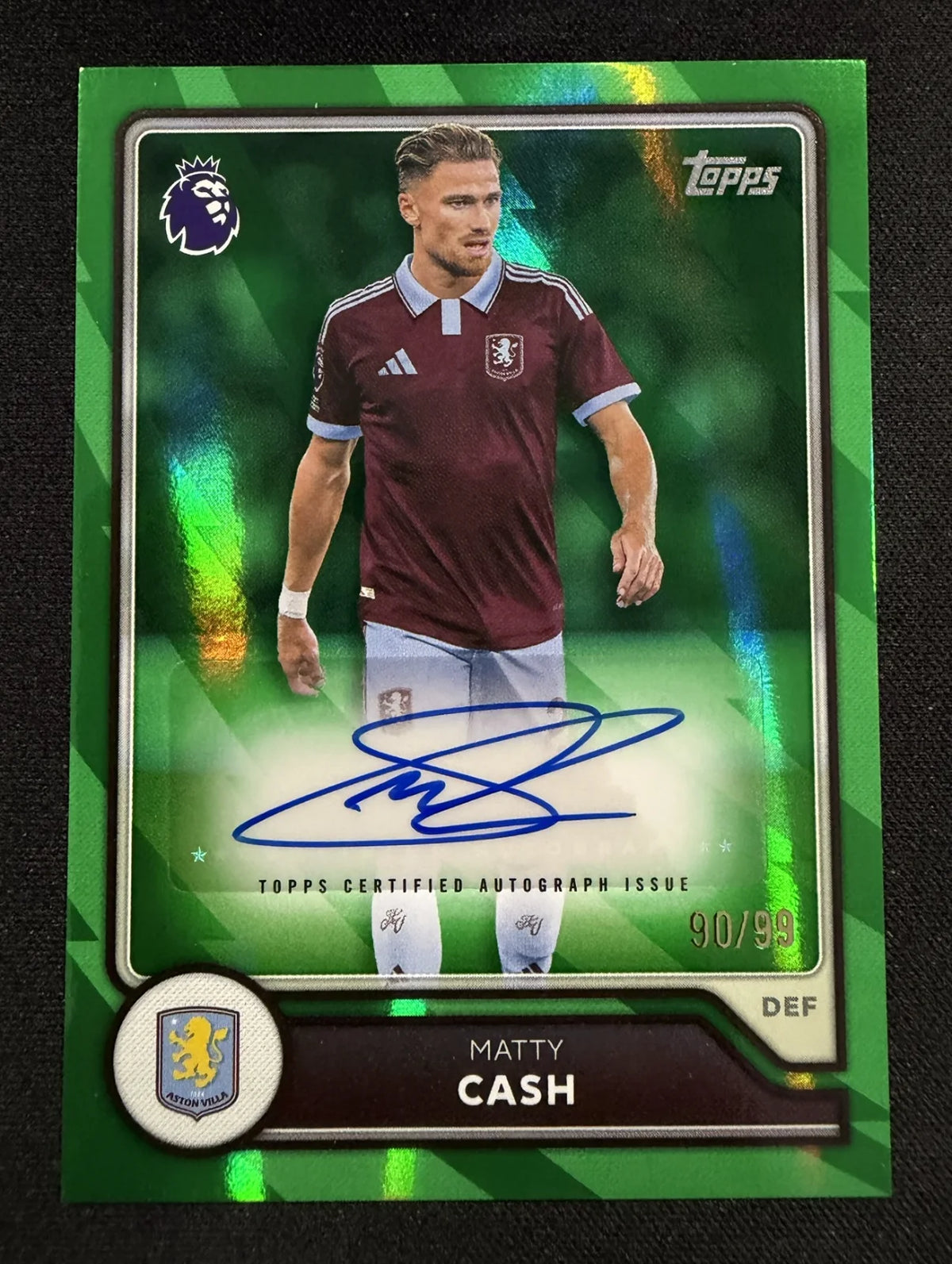 Matty Cash Base Auto Green 90/99 – Topps Premier League Flagship 26/27