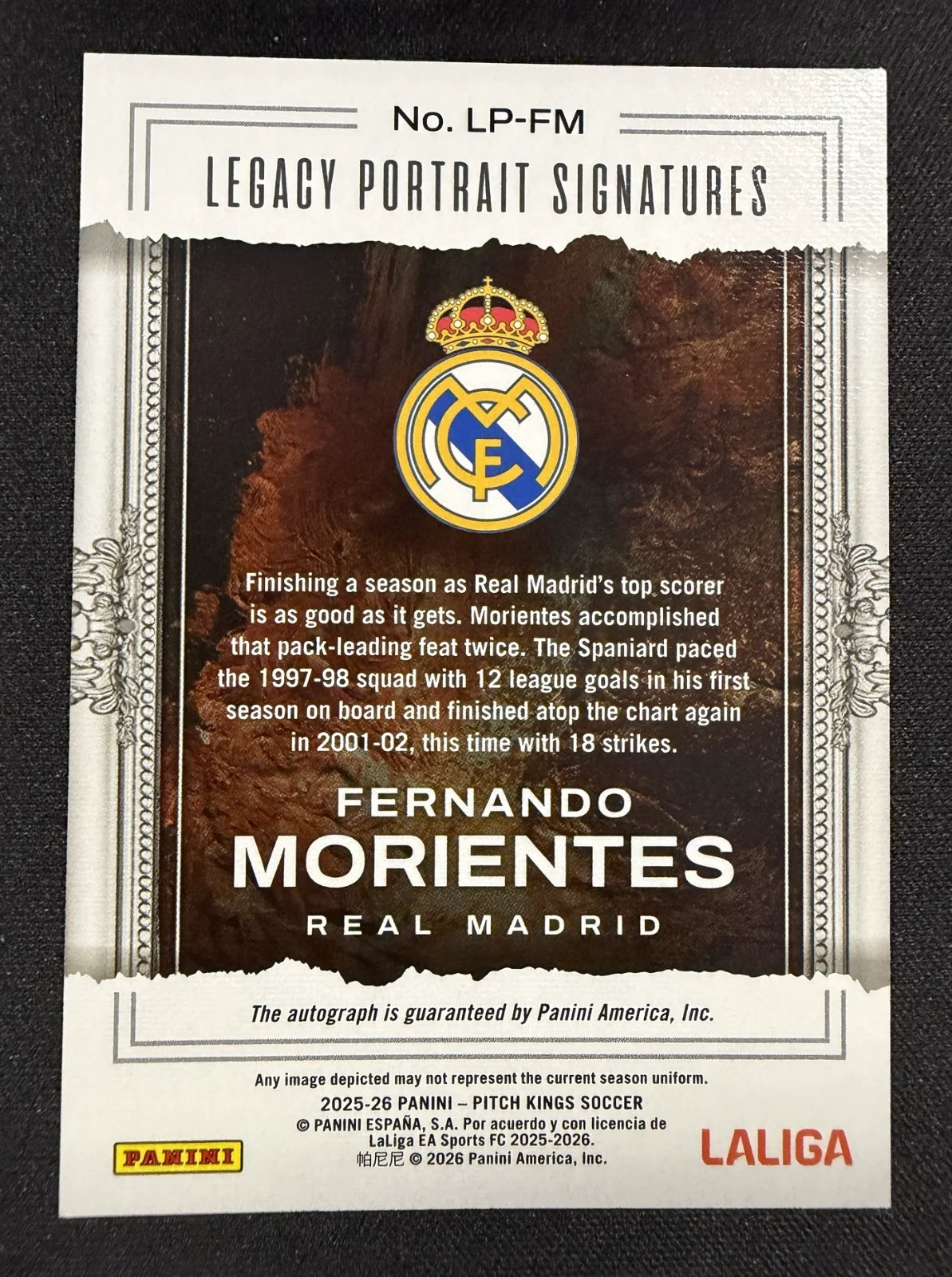 Fernando Morientes Legacy Portrait Signatures Auto LP-FM – Panini Pitch Kings 25/26