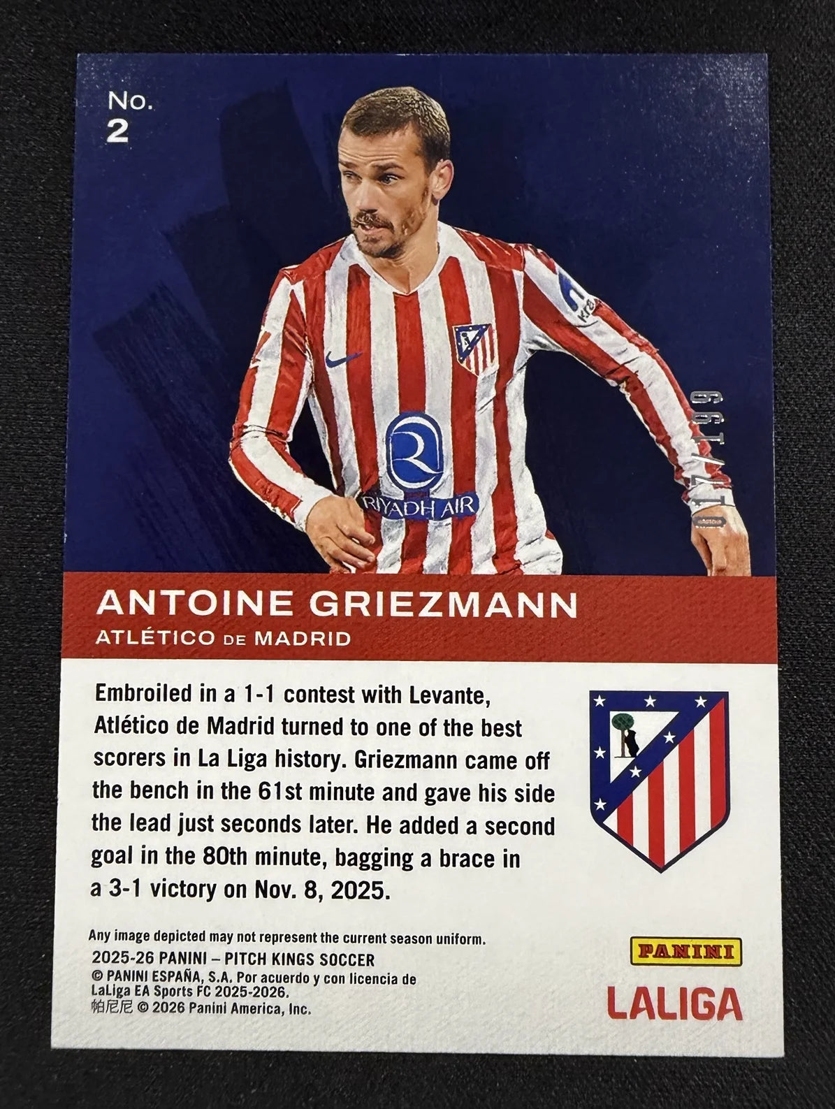 Antoine Griezmann Elegance #2 Red /199 – Panini Pitch Kings 25/26