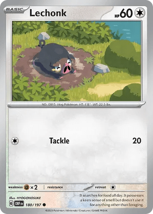 180/197 Lechonk - Reverse Holo - Obsidian Flames by Poké Zen DXB on MYNTED