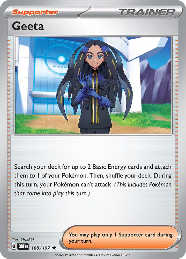 188/197 · Geeta Trainer Supporter · Holo (OBF) by PokeMarsi on MYNTED