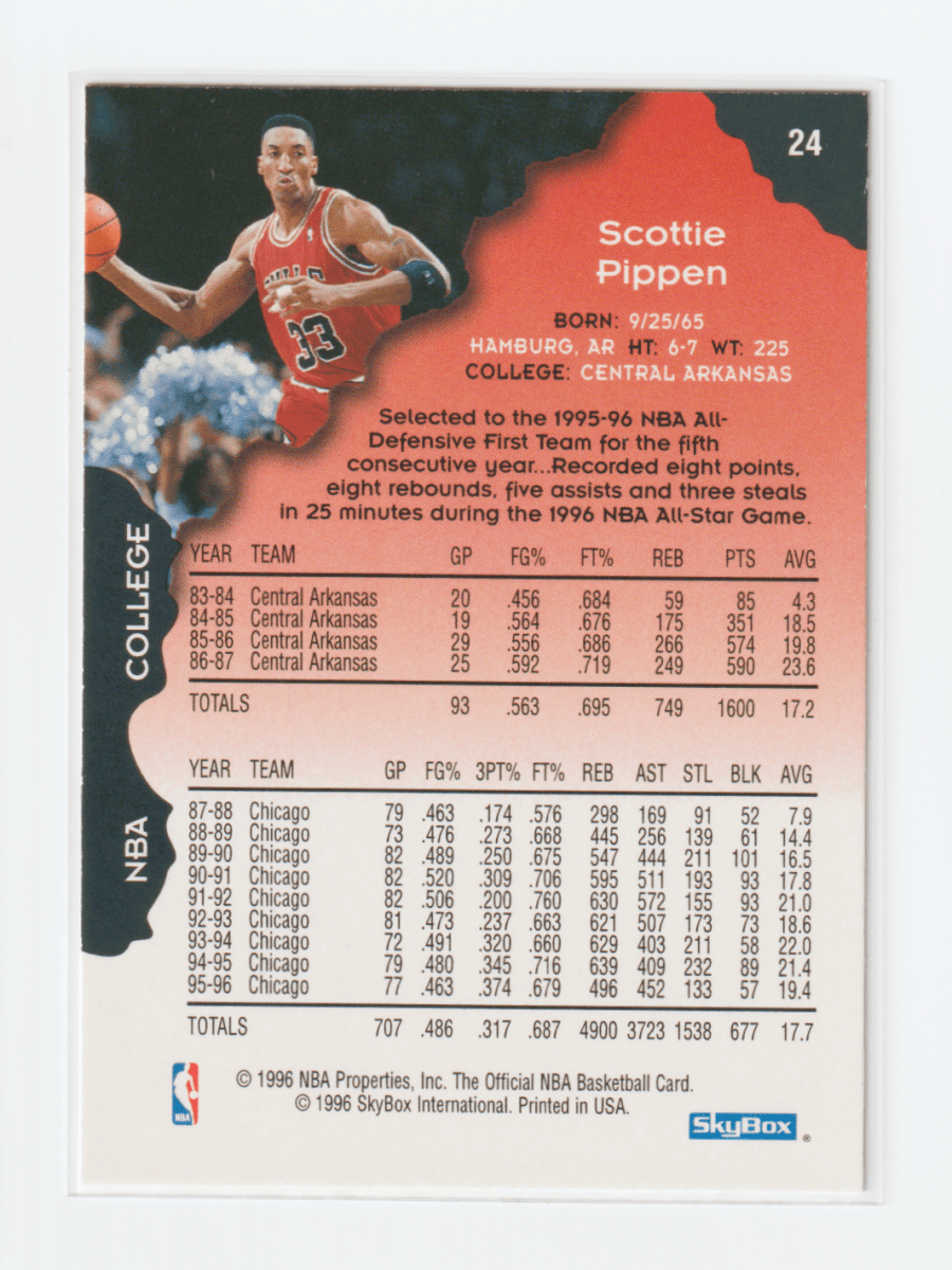 1996 SKYBOX NBA HOOPS SCOTTIE PIPPEN by Fabio’s Black Box on MYNTED