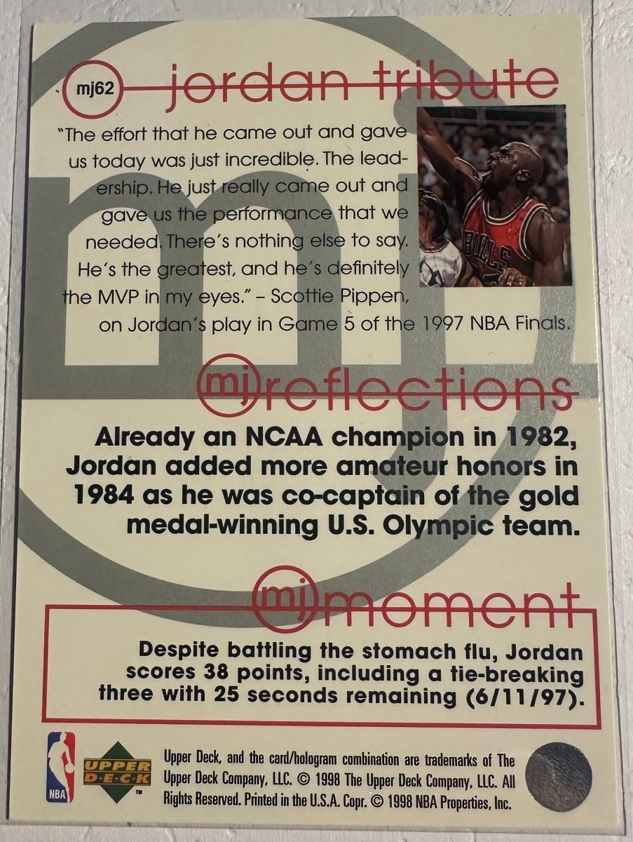 1997 - 98 Upper Deck Michael Jordan Tribute MJ62 by Coolectibles on MYNTED