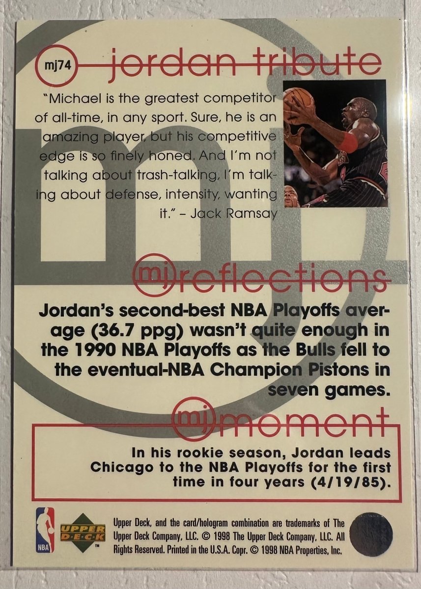 1997 - 98 Upper Deck Michael Jordan Tribute MJ74 by Coolectibles on MYNTED