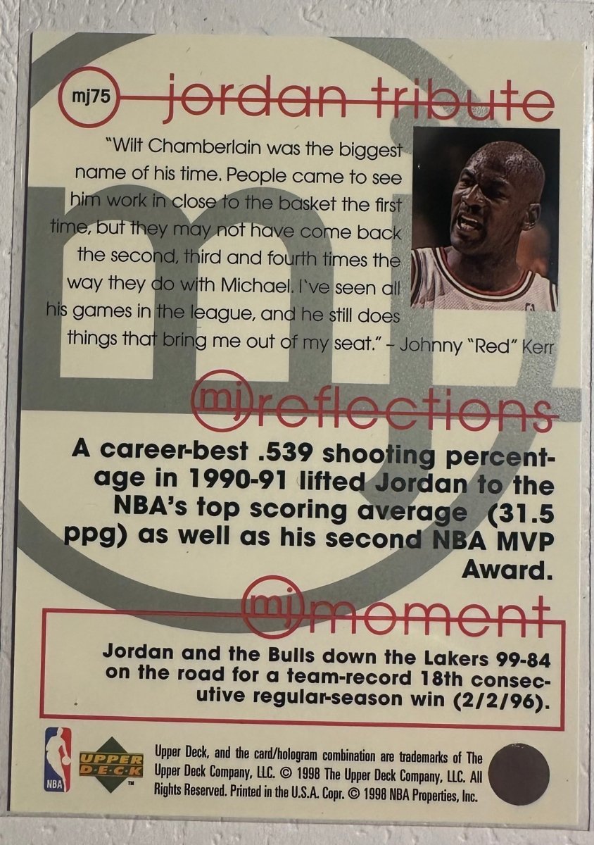 1997 - 98 Upper Deck Michael Jordan Tribute MJ75 by Coolectibles on MYNTED