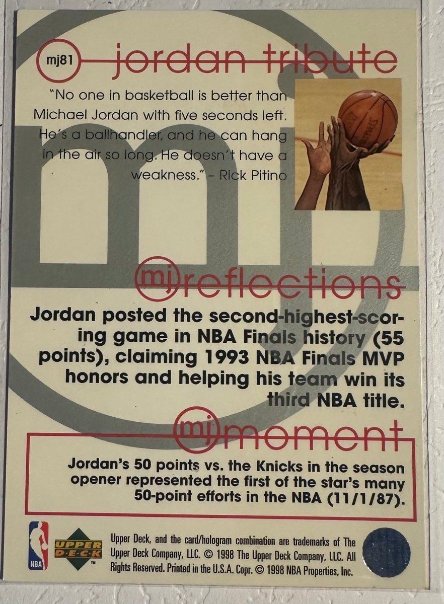 1997 - 98 Upper Deck Michael Jordan Tribute MJ81 by Coolectibles on MYNTED