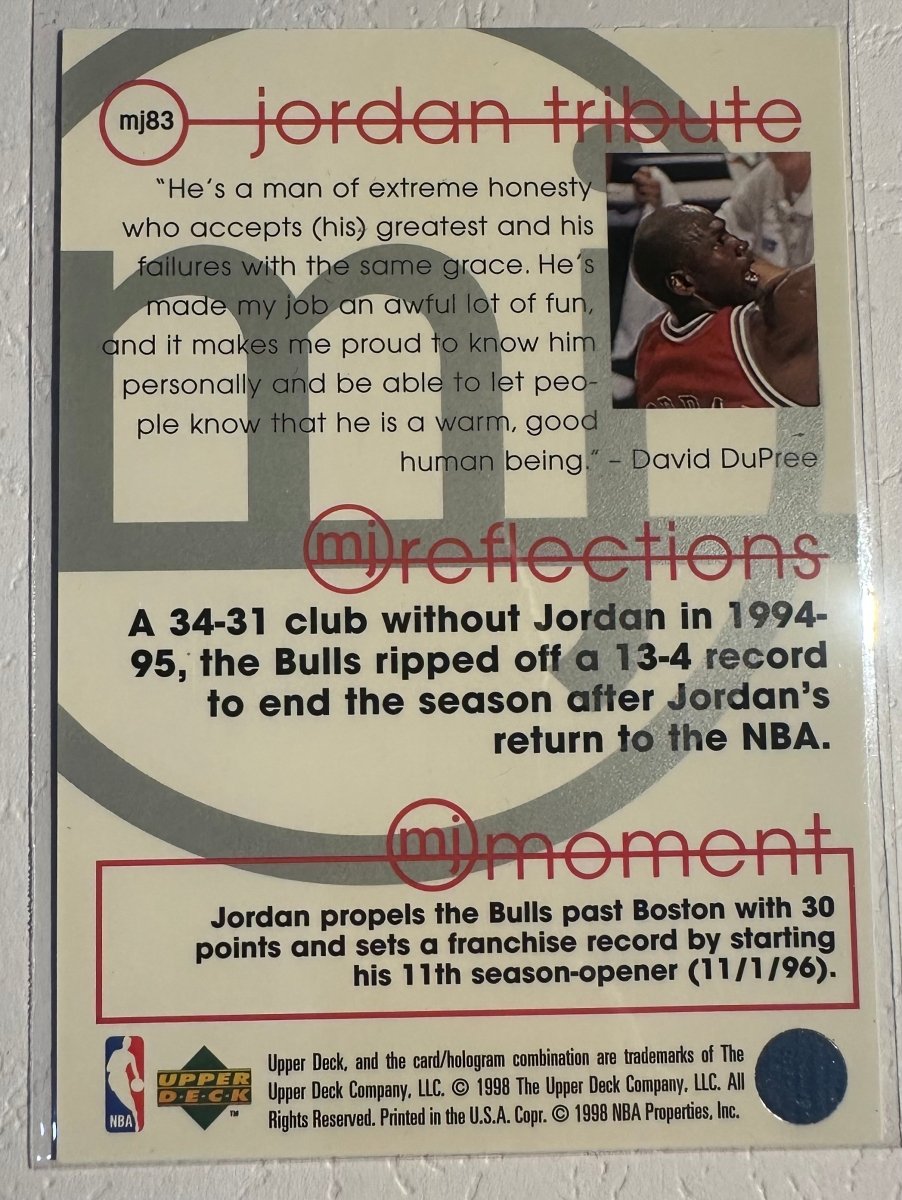 1997 - 98 Upper Deck Michael Jordan Tribute MJ83 by Coolectibles on MYNTED
