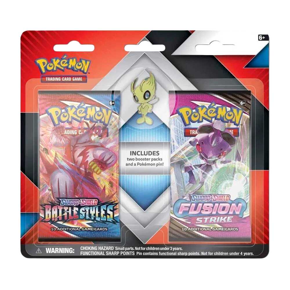 2 Booster Pack & Celebi Collectors Pin (Battle Styles & Rebel Clash) by The Archive Stop on MYNTED
