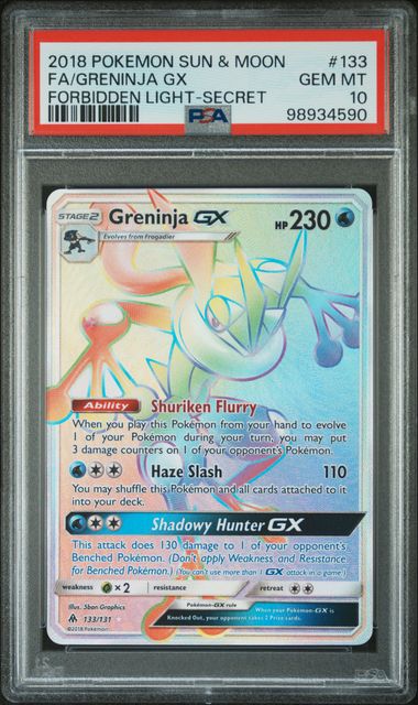 2018 POKEMON SUN & MOON FORBIDDEN LIGHT 133 FA/GRENINJA GX FORBIDDEN LIGHT - SECRET PSA 10 by PsychTCG on MYNTED