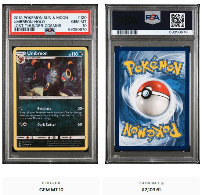 2018 POKEMON SUN & MOON LOST THUNDER 120 UMBREON - HOLO LOST THUNDER - COSMOS by Sonys TCG on MYNTED