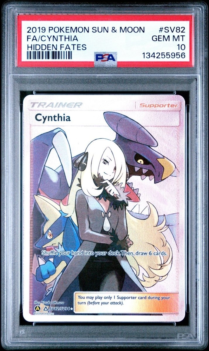 2019 Pokemon Sun & Moon Hidden Fates Cynthia Full Art Holo SV82/SV94 PSA 10 by Falconloot on MYNTED
