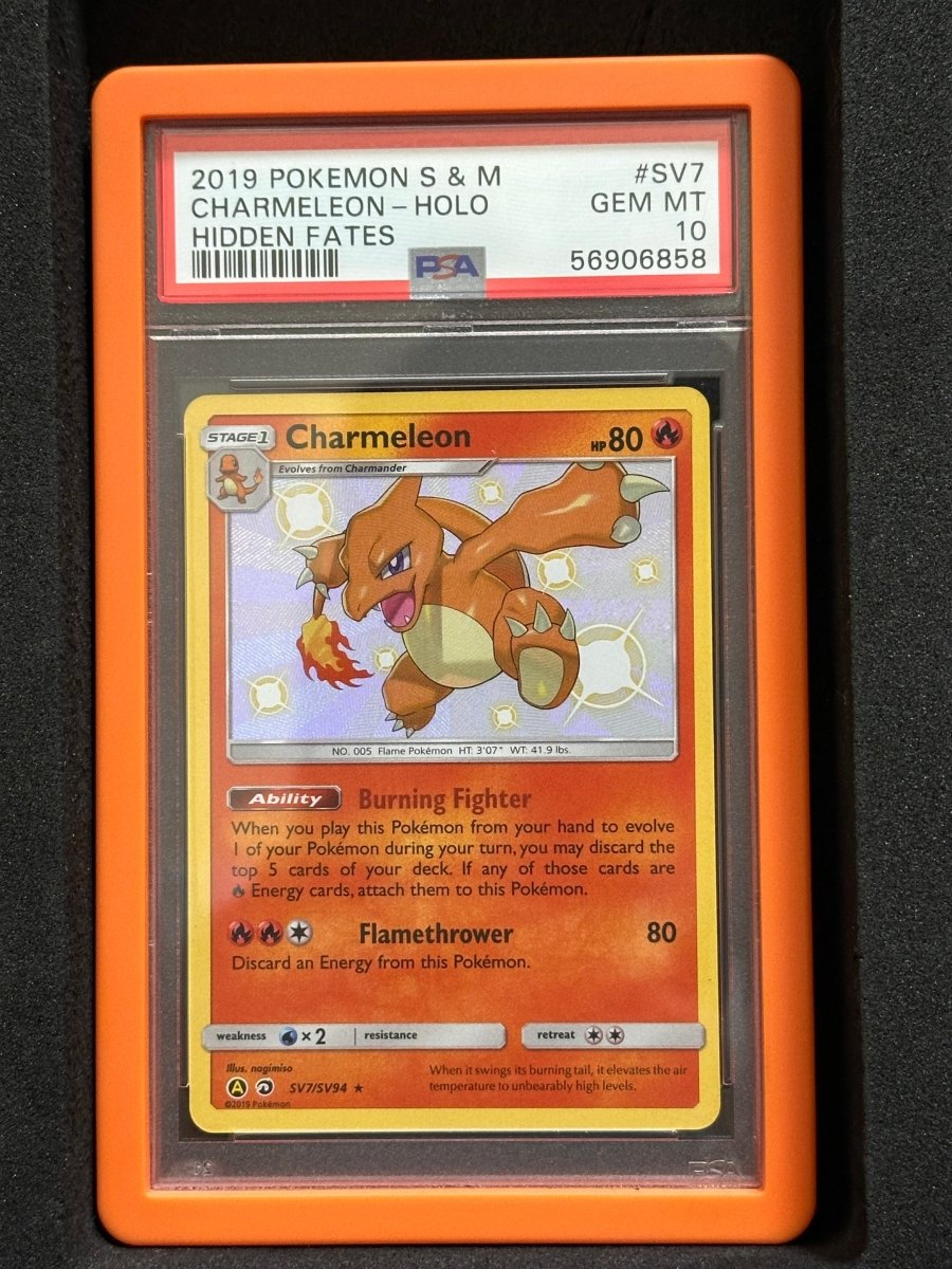 2019 POKEMON SUN & MOON HIDDEN FATES SV7 CHARMELEON - HOLO PSA 10 SHINY with the graded guard by Falconloot on MYNTED