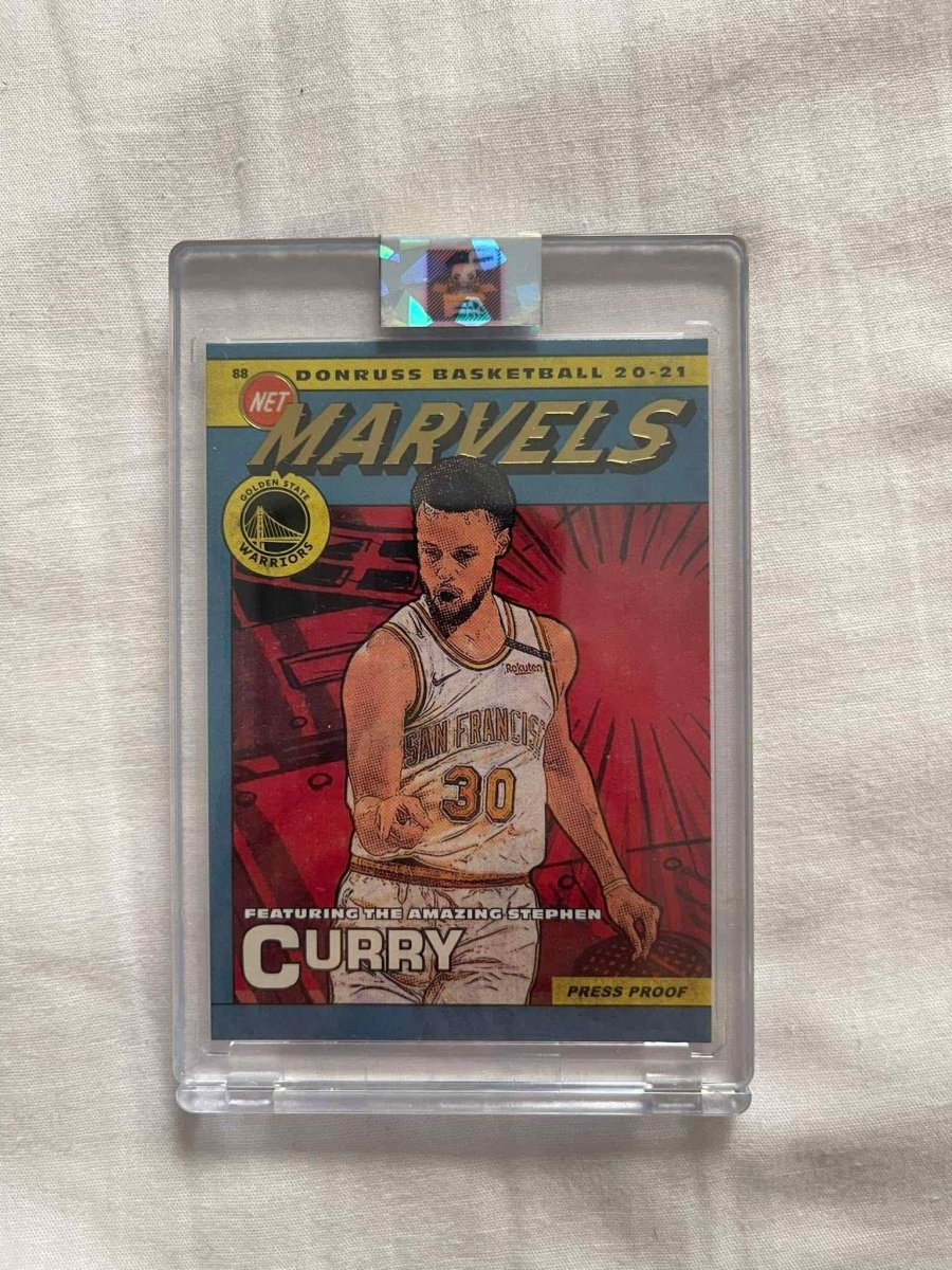 2020 - 21 Donruss Net Marvels Stephen Curry Press Proof Gold Foil by Card Market Ahuy on MYNTED