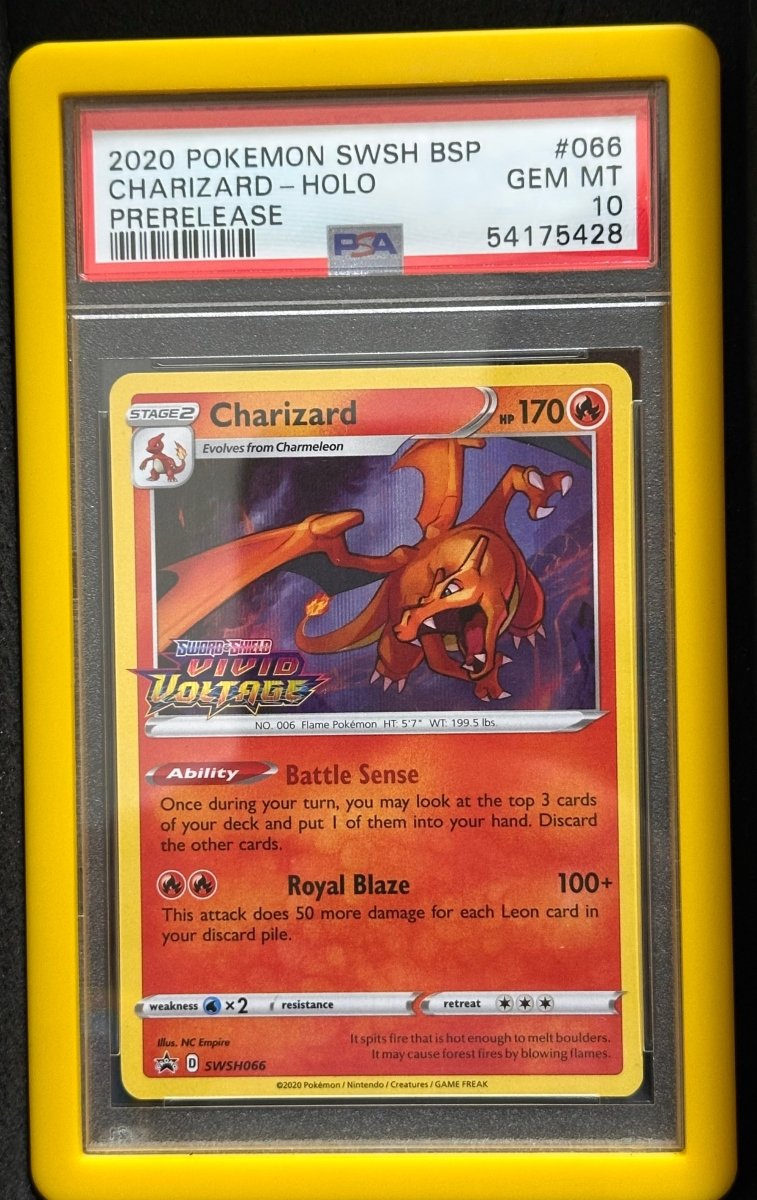2020 POKEMON SWSH BLACK STAR PROMO PRERELEASE 066 CHARIZARD - HOLO PSA 10 with graded guard by Falconloot on MYNTED