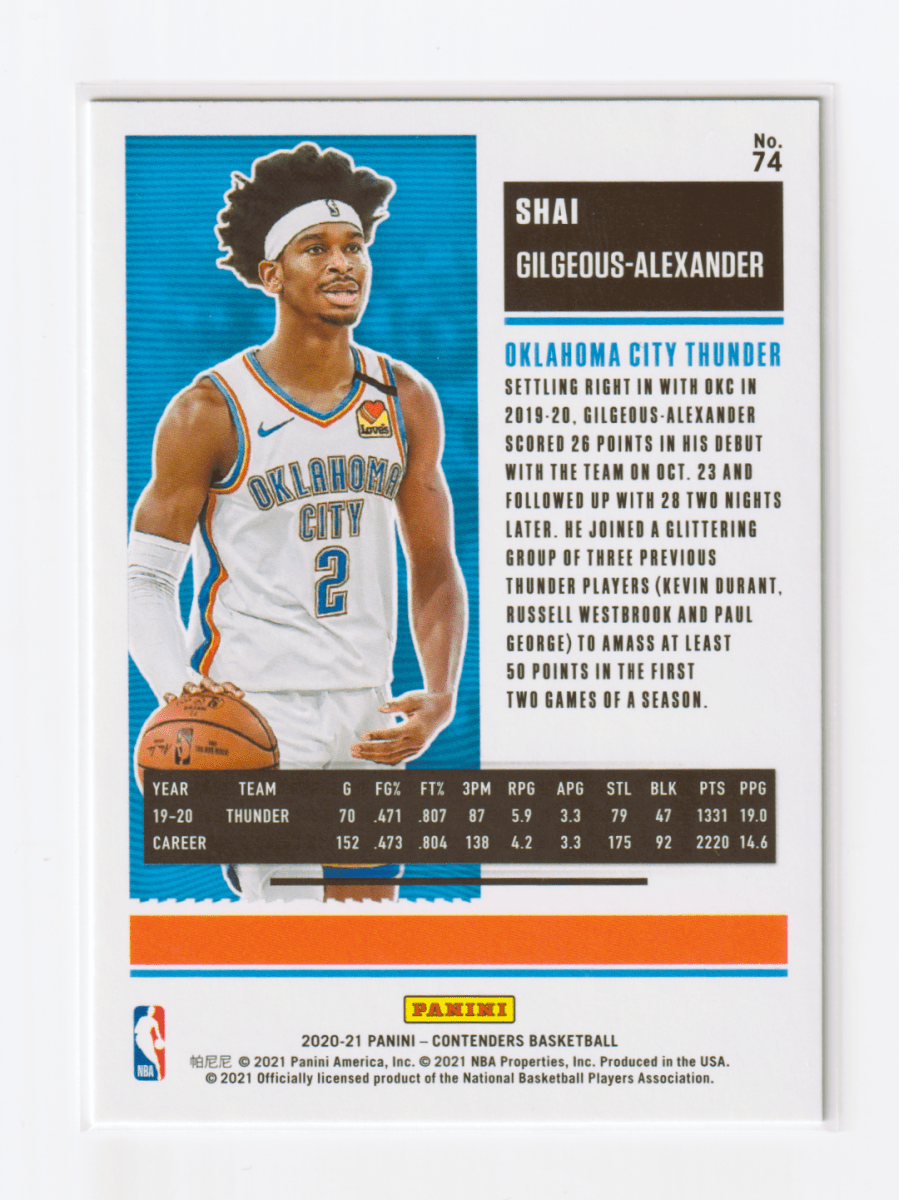 2021 - 22 CONTENDERS SHAI GILGEOUS - ALEXANDER ( BASE ) by Fabio’s Black Box on MYNTED