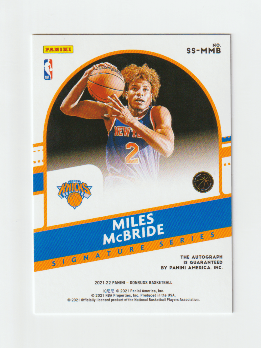 2021 - 22 DONRUSS MILES MCBRIDE SIGNATURE SERIES ROOKIE AUTO by Fabio’s Black Box on MYNTED