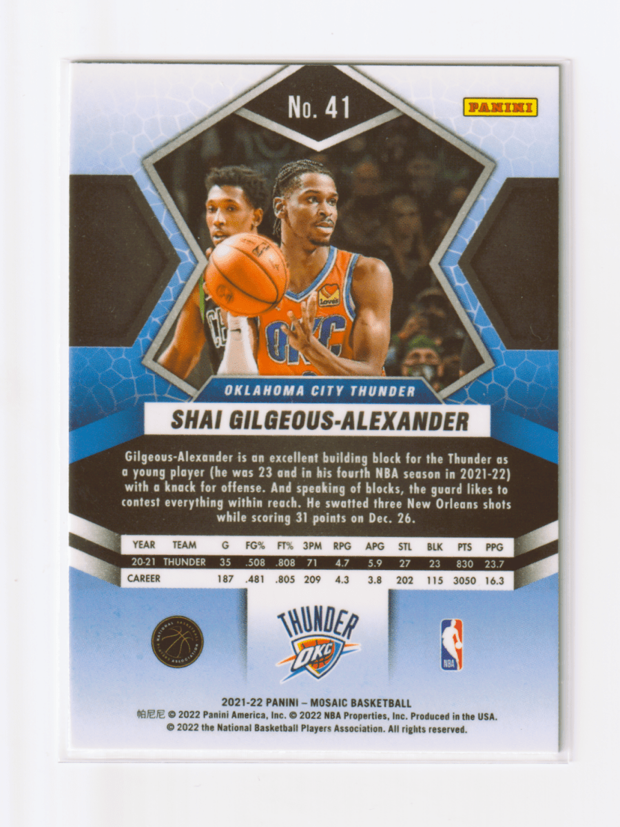 2021 - 22 MOSAIC SHAI GILGEOUS - ALEXANDER ( BASE ) by Fabio’s Black Box on MYNTED