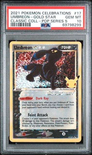2021 POKEMON CELEBRATIONS CLASSIC COLLECTION 17 UMBREON-GOLD STAR CLASSIC COLL-POP SERIES 5 - PSA GEM MINT 10 by Poké Dubai on MYNTED