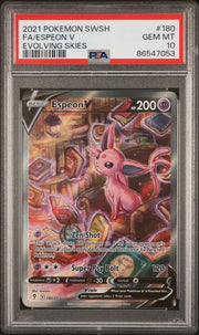 2021 POKEMON SWORD & SHIELD EVOLVING SKIES 180 FA/ESPEON V EVOLVING SKIES - PSA GEM MINT 10 by Poké Dubai on MYNTED