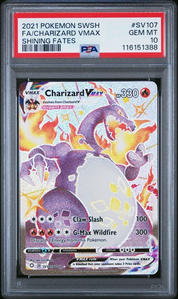2021 POKEMON SWORD & SHIELD SHINING FATES SV107 FULL ART/CHARIZARD VMAX PSA 10 by Falconloot on MYNTED