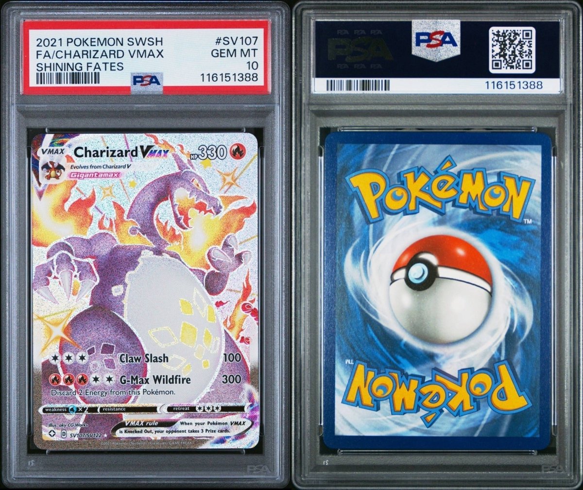 2021 POKEMON SWORD & SHIELD SHINING FATES SV107 FULL ART/CHARIZARD VMAX PSA 10 by Falconloot on MYNTED