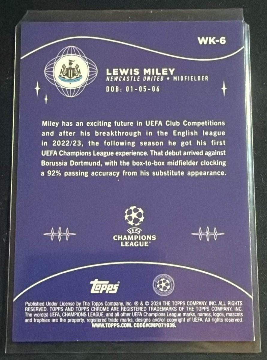 2023-24 Topps Chrome UEFA Club Competitions Lewis Miley WK-6 Wonderkids by House Of Cards on MYNTED