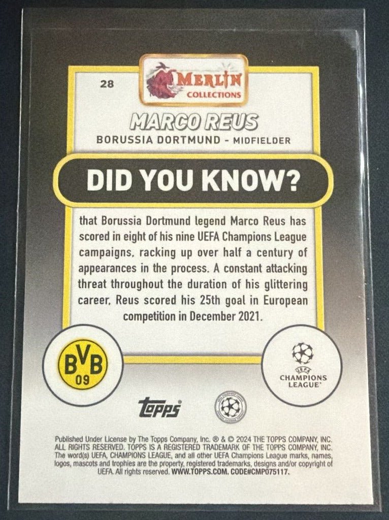 2023-24 Topps Merlin UEFA Champions League Marco Reus 28 Orange /25 by House Of Cards on MYNTED