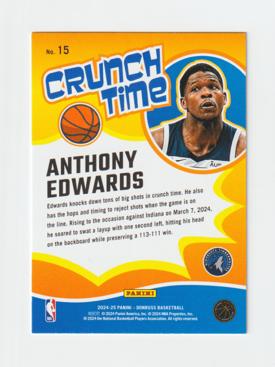 2024 - 25 DONRUSS ANTHONY EDWARDS CRUNCH TIME PRESS PROOF GOLD by Fabio’s Black Box on MYNTED