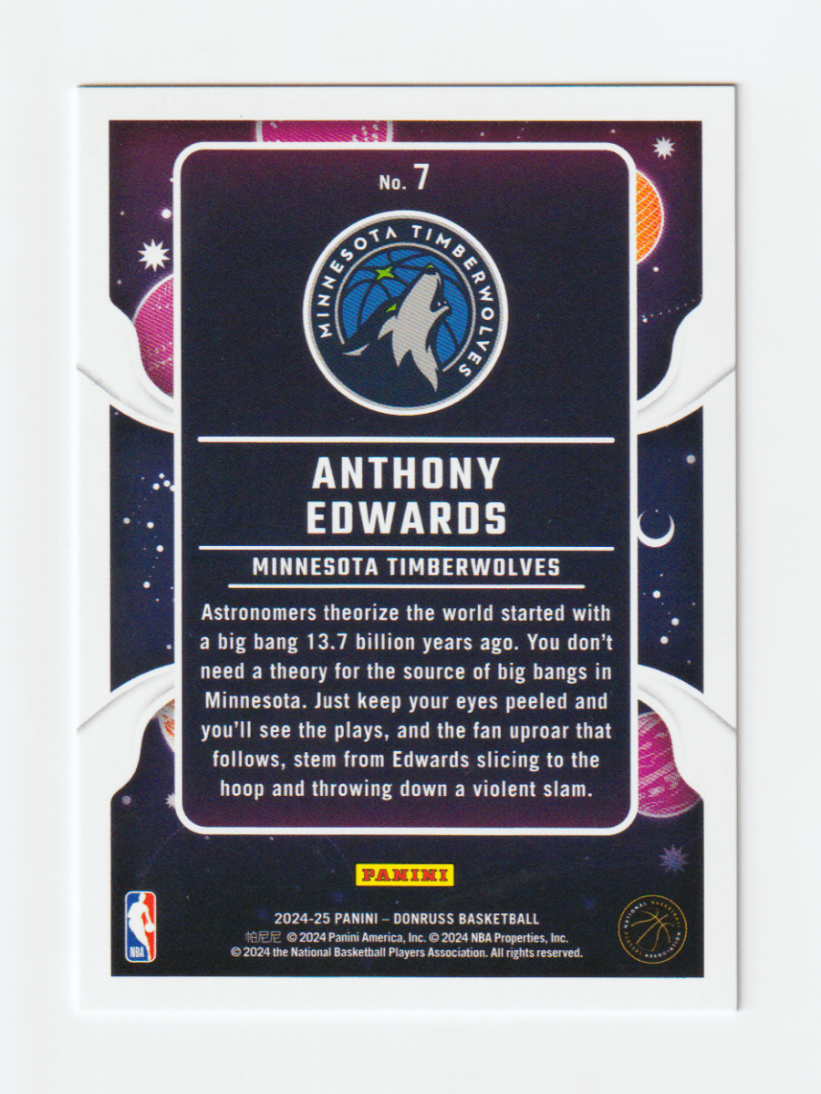 2024 - 25 DONRUSS ANTHONY EDWARDS ZERO GRAVITY BLUE ASTRO INTERNATIONAL /99 by Fabio’s Black Box on MYNTED